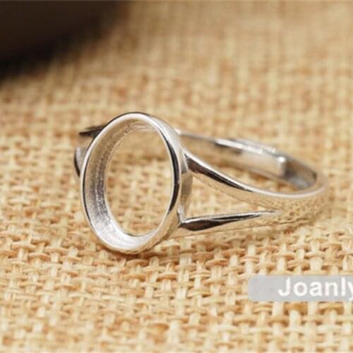 Joanlyn Ring Base for 8x10mm Oval Cabochons White Gold Plated 925 Silver Adjustable Band Ring Blank JZ331