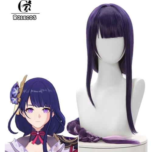 ROLECOS Genshin Impact Baal Cosplay Wig Shogun 100cm Purple Cosplay Game Cosplay Wigs Heat Resistant Synthetic Wigs Hair
