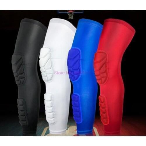 By DHL 100pcs Breathable Men Honeycomb Long Basketball Knee Pads Leg Sleeve Calf Knee Support Protector Leg Sports Kneepads