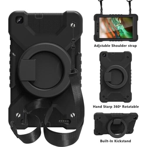 Durable Case for Samsung Galaxy Tab A 8.0 Shockproof Cover T297 T290 T295 Silicone Case with Shoulder Strap and Kickstand