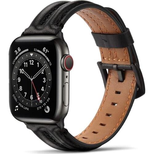 Genuine Leather Strap for Apple Watch SE 6 5 4 Bracelet 44mm 40mm Replacement Wristband for iWatch Series 3 2 1 38mm 42mm Band