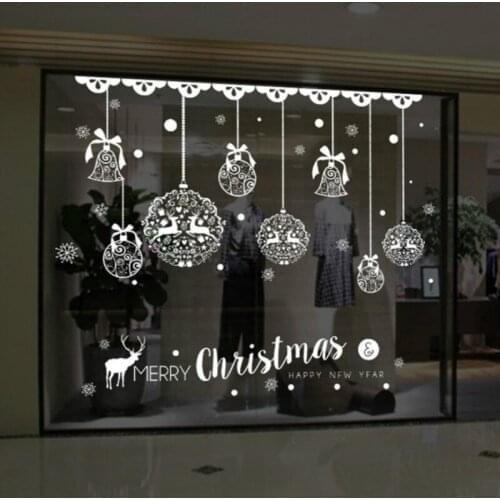 Christmas Festivals Wall Stickers Bedroom Glass Windows Christmas Ball Bells Decoration Wall Stickers