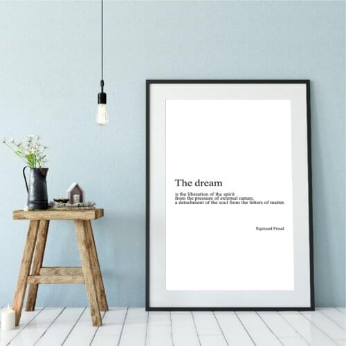 Sigmund Freud Dream Definition Quotes Print Minimalist Wall Art Canvas Poster Inspirational Painting Picture Study Office Decor