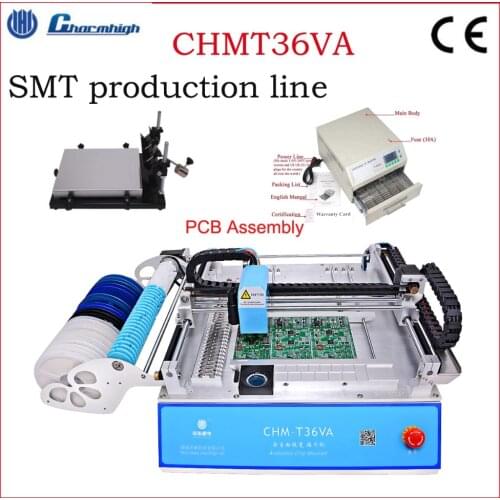 SMT production system , CHMT36VA (Vision system ), desktop pick and place machine stencil printer + Reflow Roven , PCB assembly