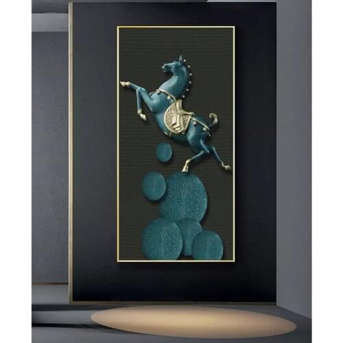 Modern Nordic Horse Art Canvas Painting on The Wall Animal Posters and Prints Luxurious Wall Picture for Living Room Home Decor