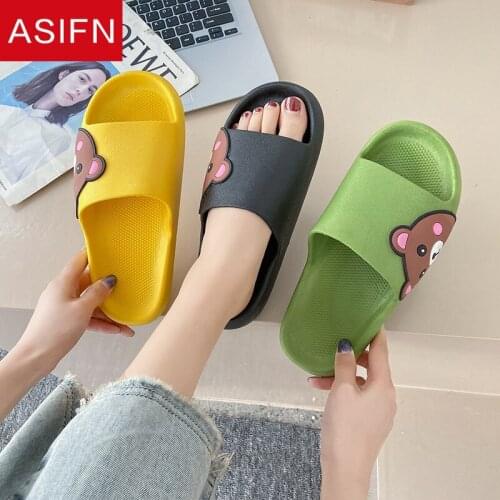 ASIFN Cute Bear Slippers Womens Shoes Summer Fashion Girls Outside Beach Sandals Shoes Outdoor Home Women Zapatos De Mujer