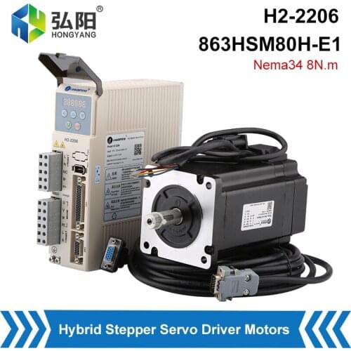 Leadhine Three-Phase Hybrid Servo Stepper Driver H2-2206 HBS2206 8N Nema34 Stepper Motor 86 110mm CNC Router 3D Printer Cutting