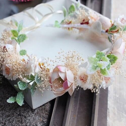 Cane wreath eternal flower women bride headdress garlands beach wedding headbands