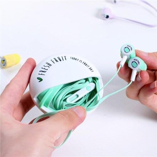 Candy Colorful Fresh Fruit Earphones Children Girl Music Earbuds Headphones With Microphone Universal For Samsung