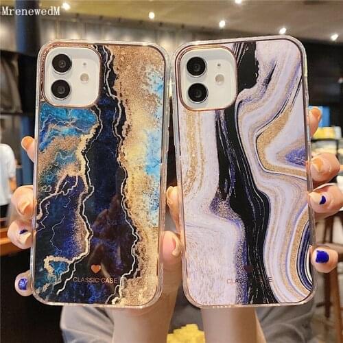 Colorful Art Texture Marble Phone Cover For iPhone 12 11 Pro Max XR XS 7 8 Plus SE 2020 Shockproof Transparent Soft Bumper Cases