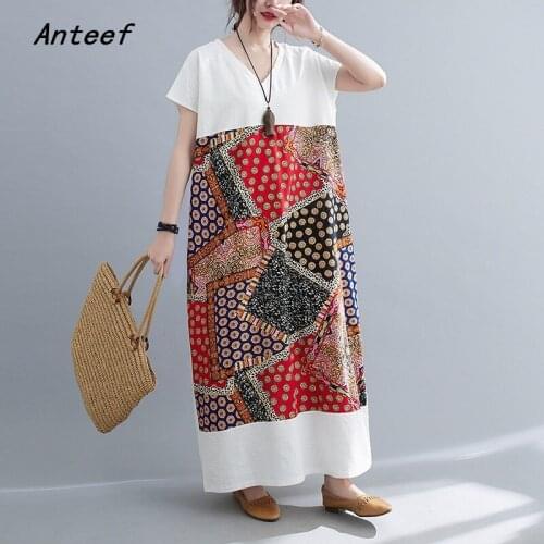 Short sleeve cotton linen vintage dresses for women casual loose long woman summer dress elegant clothes 2021 sundress