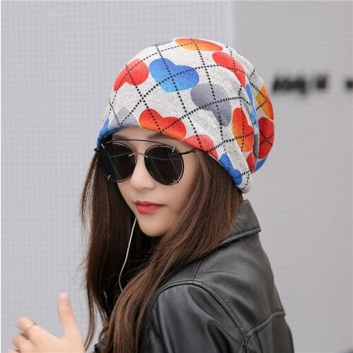 Winter Hats For Women Men Turban Hat Female Beanie Flower Pattern Hip Feminino Ponytail Hat New