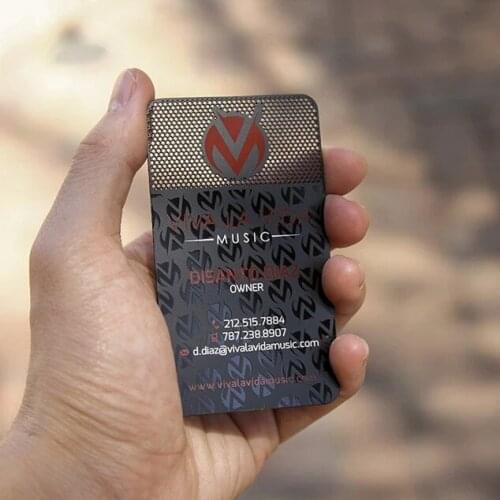 100pcs metal card stainless steel material black electroplated with black matte printed metal business card