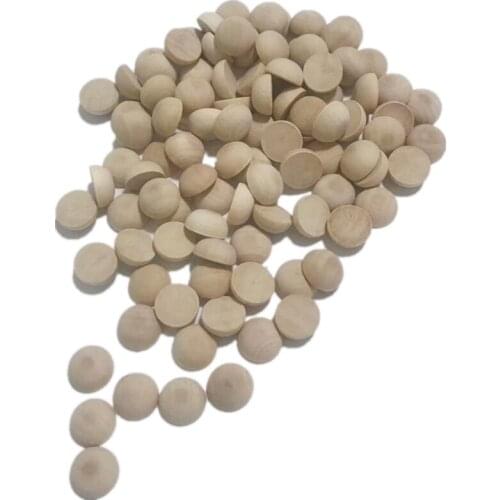 100 Pieces Unfinished Half Wooden Balls Half Round Balls Mini Wood Hemisphere Wood Craft Ball for DIY Projects Jewelry Making