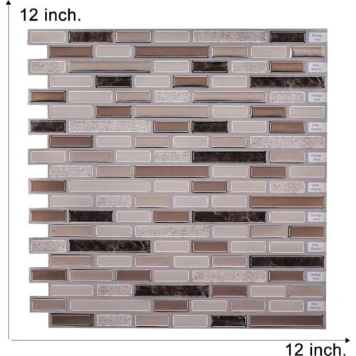 12*12 inch Self Adhesive Wall Tiles 3D Waterproof Backsplash Peel and Stick Wall Tile Home Decor Kitchen Mosaic Wall Tile