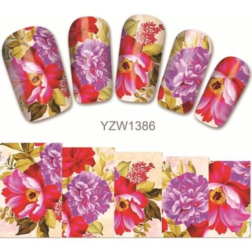 2 Sheets Flowers Nail Art Stickers Nail Water Decals Beautiful Blooming Decorations Diy for Manicure Sale