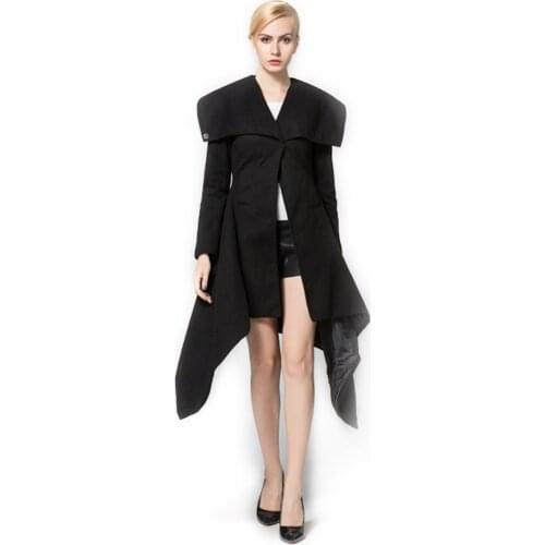 2017 Maternity Woolen Trench Wrap Long Cape Lapel Wool Blend Longline Winter Fall Warm Coat Overcoat with Lining