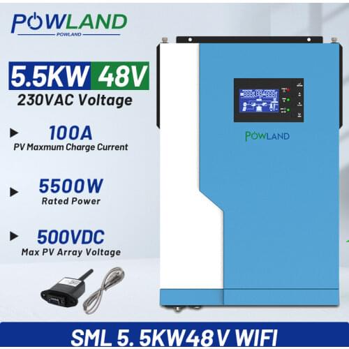 5500W Hybrid Inverter AC 220V DC 48VDC MPPT Pure Sine Wave 100A 500VDC PV Input 5.5KW Solar Inverter With WiFI Module