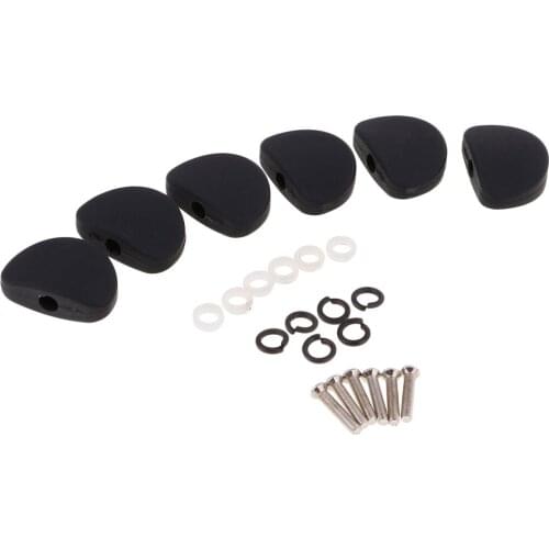 6 Pieces Folk Electric Guitar Black Machine Heads Tuning Pegs Replacement Buttons Knobs Handle