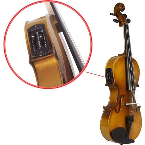 4/4 Full Size Acoustic EQ Electric Violin with Case Bow Strings Shoulder Rest Solid Wood Violin For Beginner Students