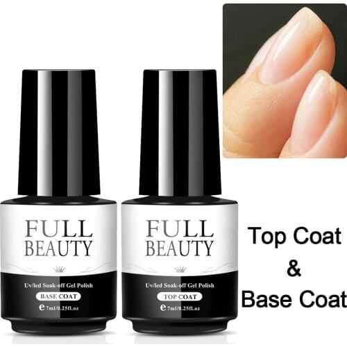 7ml No Wipe Top Base Coat Color Gel Nail Polish Primer Varnish UV LED Soak Off Long Lasting Manicure Nail Art Lacquer NT1571-2