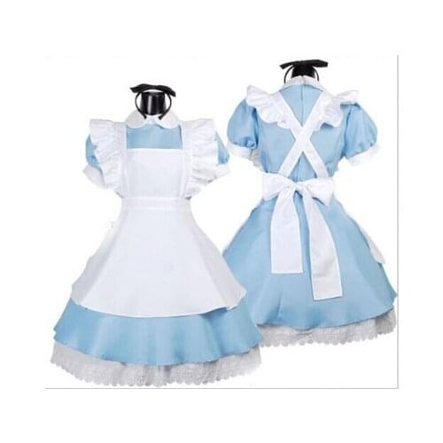FREE pp Alice In Wonderland Costume Maid Cosplay For Girls Anime Lolita Dress Fantasia Halloween Costumes For Women Plus Size