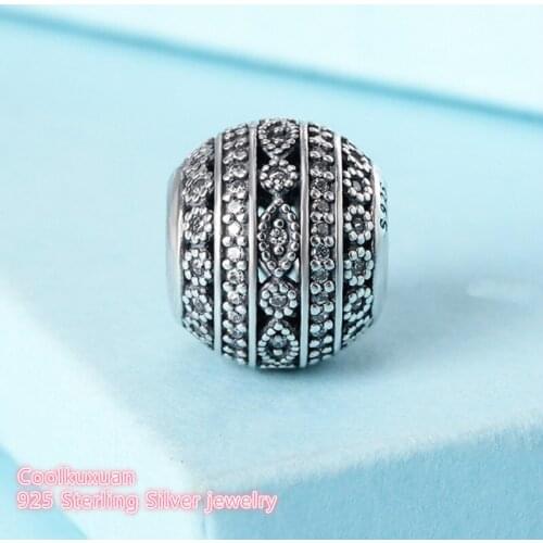 Autumn Original 925 Sterling Silver Glittering Shapes Charm, Clear CZ Beads Fit Brand Charms Bracelet Diy Jewelry Making