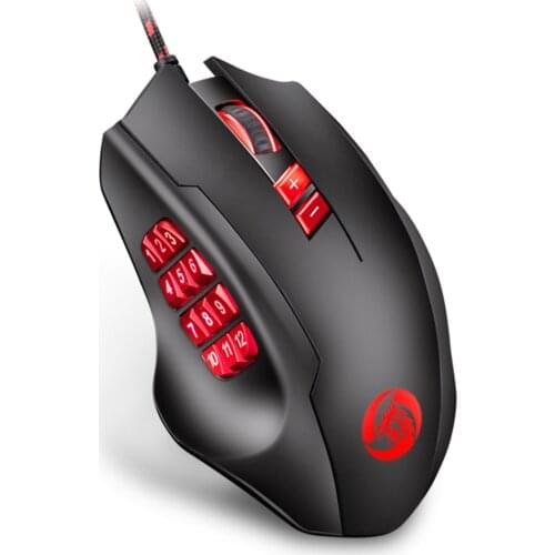 Black 10000 DPI IMPACT Gaming Mouse 19 Programmable Buttons RGB LED Laser Wired Mouse High Precision Mouse PC Gamer