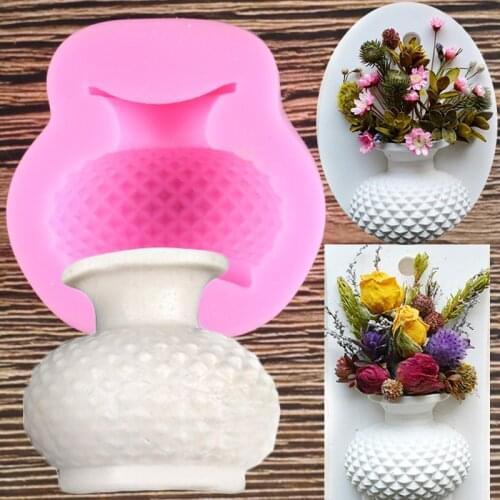 DIY Flower Vase Wax Candle Silicone Mold 3D Craft Polymer Clay Soap Candy Chocolate Cupcake Topper Fondant Cake Decorating Tools