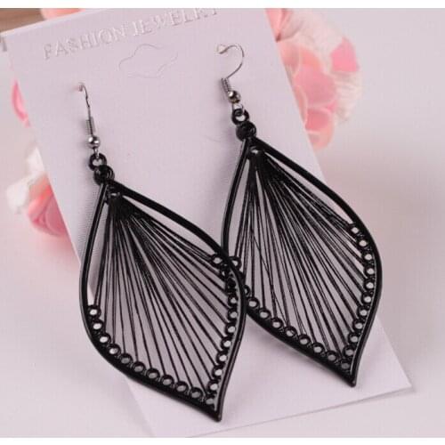 Personalized Handmade Leaf Earrings Bohemian Fashion Woven Leaf Earrings Female Jewelry 180601-1