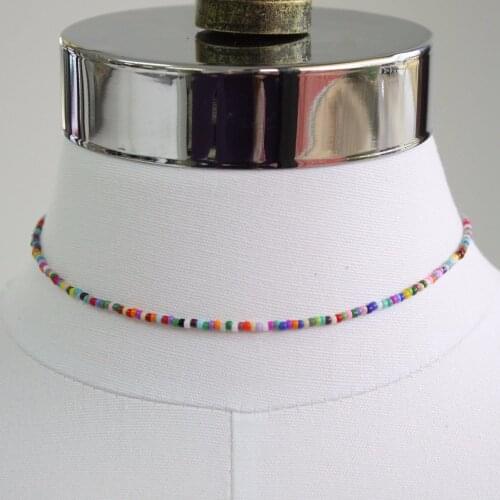15" Fashion Seed Bead Choker Rainbow Choker Multi Color Necklace Tiny Necklace Mini Beaded Necklaces Colorful Necklaces