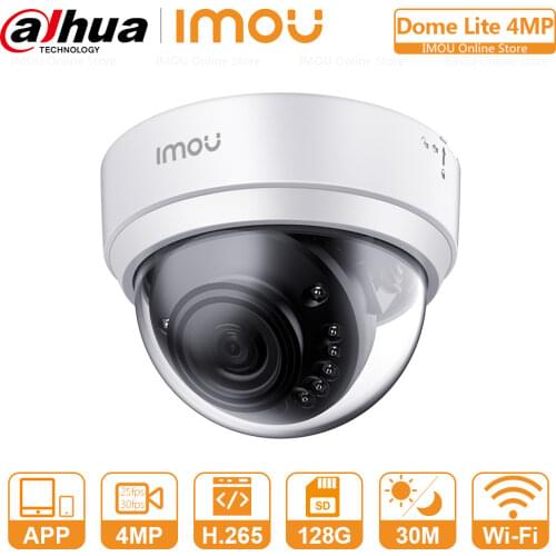 Dahua 4MP QHD Indoor Dome IP Camera Wifi and Ethernet Connection Alarm Notifications 20M Night Vision ONVIF RTSP Security Camera