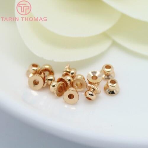 20PCS 4x3MM 24K Champagne Gold Color Plated Brass Beads Caps High Quality Diy Jewelry Accessories