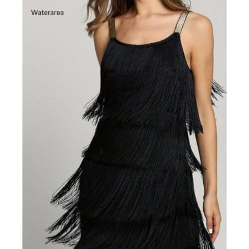 2019 Summer Plus Size Women Strapless Sleeveless Solid Color Fringe Knee-Length Dress Sexy Night Party Club Dress ZA01081