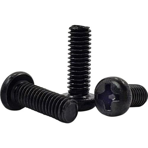Luhuichang 100pcs Cross Recessed Pan Head Screw M1.2 M1.4 M1.6 M1.7 M2 M2.5 M3 Carbon Steel Black Phillips Machine Screw PM
