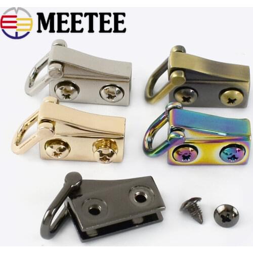 Meetee 2/6pairs 20X10mm Bag Metal Ear Shoulder Strap Hang Buckles Side Clamp Hook DIY D Ring Sides Clip Luggage Accessory F1-25