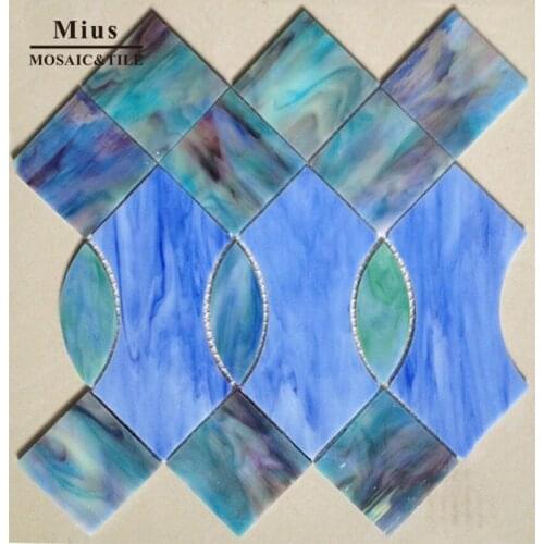 New fashion sky blue Tiffany glass mosaic tile pattern for home decoration