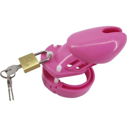 Male Chastity Device Plastic Chastity Cage CB6000 Penis Cage Sex Toy for Men Adult Game Pink JJ Lock Cock Rings