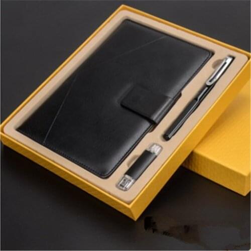 Business Hardcover Hard Copybook Note Book Set with an Signing Pen+8G U Disk Exquisite Graduation Gift Business Gift