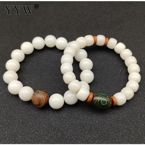 New Fashion Women Bracelets White Jade Bodhi Bracelet Bodhi Root With Tibetan Agate Onyx Dzi Beads Folk Style Jewelry