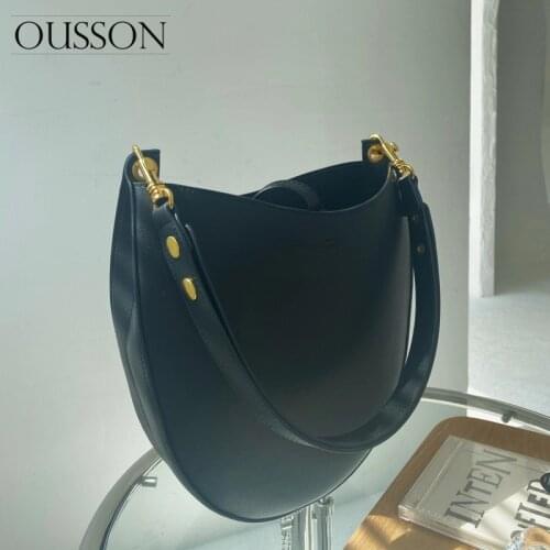 OUSSON 2021 Women Fashion Travel Work Large Capacity One-Shoulder Bag Fashion Leather Big Bucket Bag For Women