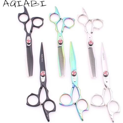Hairdressing Scissors 6.0" AQIABI 440C Hair Cutting Shears Stylist Thinning Shears Professional Hair Scissors Barber Maaks A9017