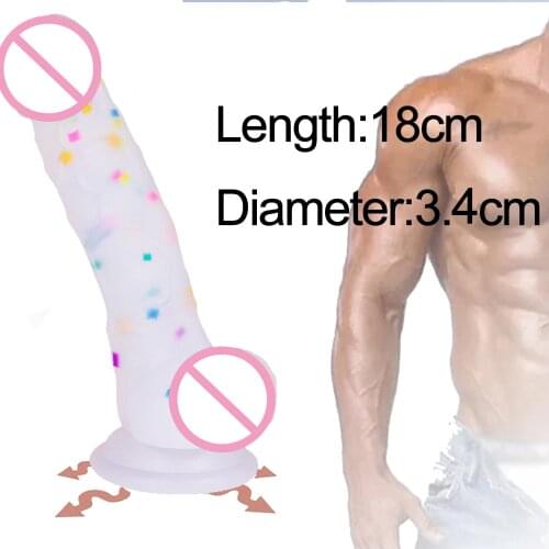 Realistic Dildofor Women Colorful Rainbow Transparent Erotic Adults Sex Toy Big Penis For Female Male Masturbation Dildosex Toy