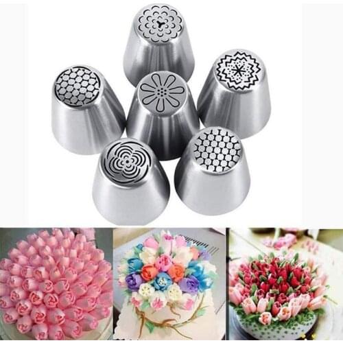 Russian Tulip Icing Piping Nozzles Stainless Steel Flower Cream Pastry Tips Nozzles Bag Cupcake Cake Decorating Tools Molds