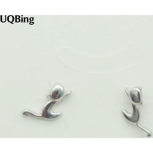 Cute Cat Stud Earrings Fashion Pure 925 Silver Stud Earrings Jewelry Pendientes Brincos Fashion Jewelry