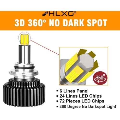 2PCS 9012 HIR2 H4 H1 H7 H8 H9 H11 3D Turbo LED Headlight running lights for car 20000LM 6000K bulbs Auto Nebbia 360degree HLXG