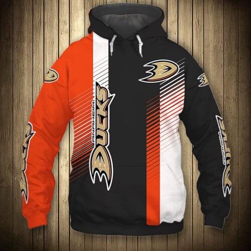 Orange Black Stitching Khaki Darts Print Sweatshirt Anaheim mens Casual Ducks Hoodie