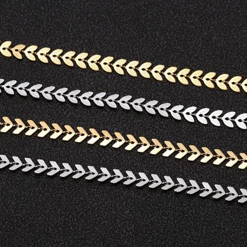 1 Meter 316L Stainless Steel Gold Steel Tone Airplane Shape Texture Bulk Chain Fit DIY Necklace Jewelry Making Accessories Craft