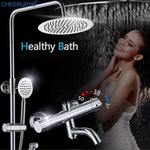 Bathroom Smart Thermostatic Shower System Wall Mount SPA Massage Rainfall Shower Set Chrome Bath Mixer Faucet with Bidet Sprayer