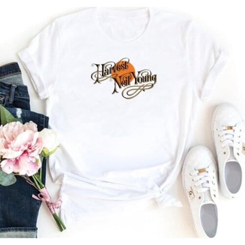 Harvest Neil Young T-shirt Women Cotton Personification Graphics Tee Shirt Femme Fashion Harajuku Tshirt for Women Streetwear